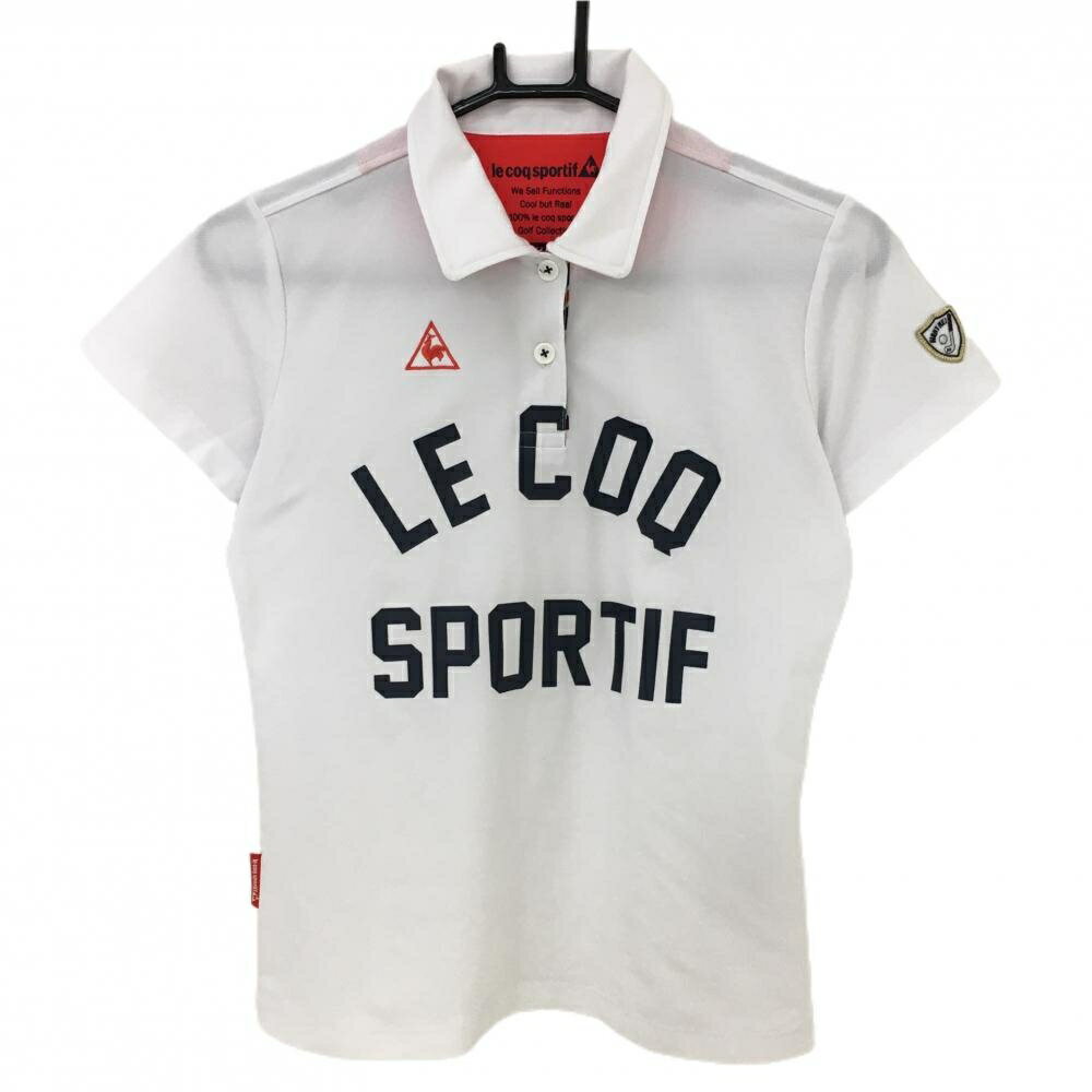 Le Coq - 【超美品】ルコック 半袖ポロシャツ 白×黒 フロントロゴプリント ミニワッペン レディース M ゴルフウェア le coq sportif