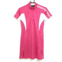 ★特価★アディダス ワンピース ピンク×白 織生地 袖3ライン ハーフジップ レディース S/P ゴルフウェア adidas