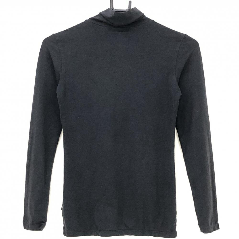 【美品】ダンスウィズドラゴン 長袖ハイネックシャツ 黒 ネックロゴ刺しゅう レディース 2(M) ゴルフウェア Dance With Dragon