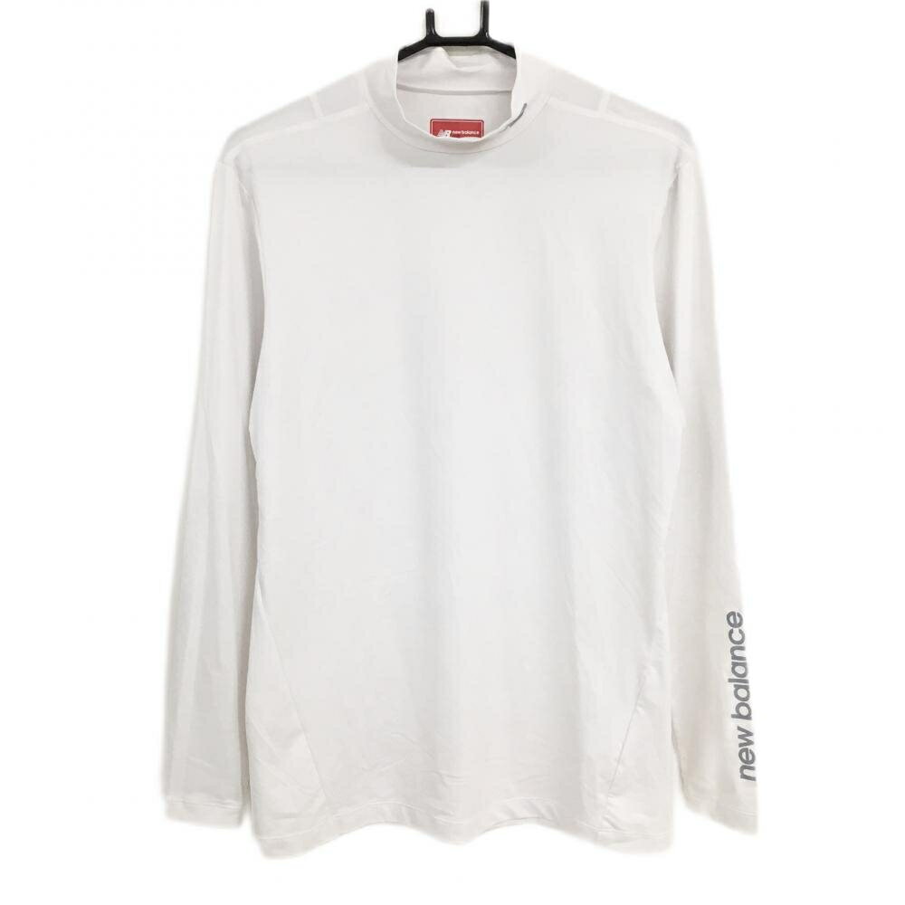 ★特価5%OFF★ニューバランスゴルフ ハイネックインナーシャツ 白×ライトグレー 袖ロゴ メンズ 6(XL) ゴルフウェア New Balance