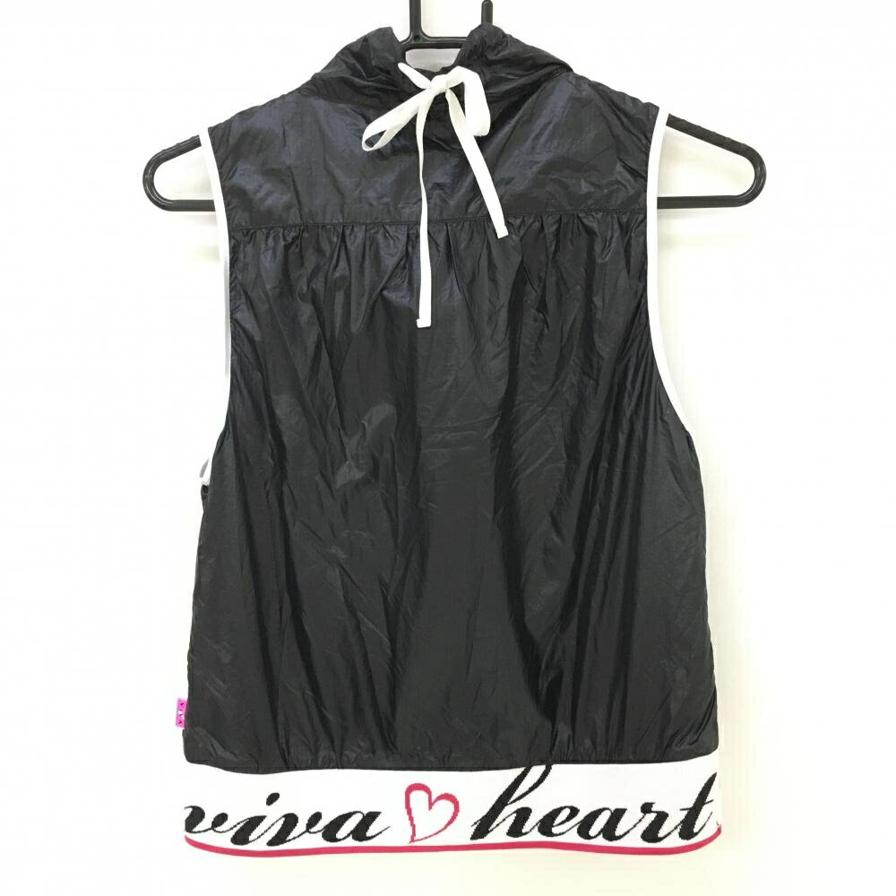 【超美品】ビバハート ナイロンベスト 黒×白 薄手 レディース 40(M) ゴルフウェア VIVA HEART