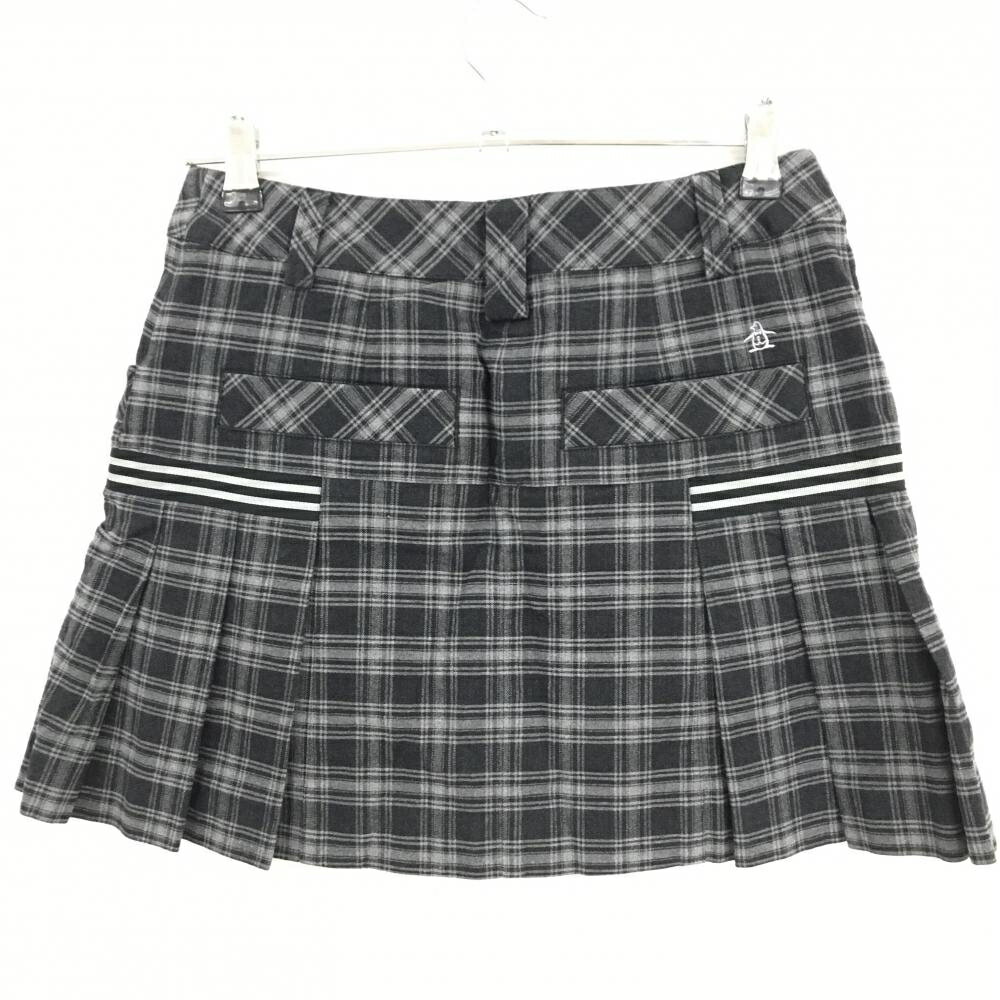【超美品】マンシングウェア スカート ダークグレー×グレー チェック サイドプリーツ レディース 9 ゴルフウェア Munsingwear