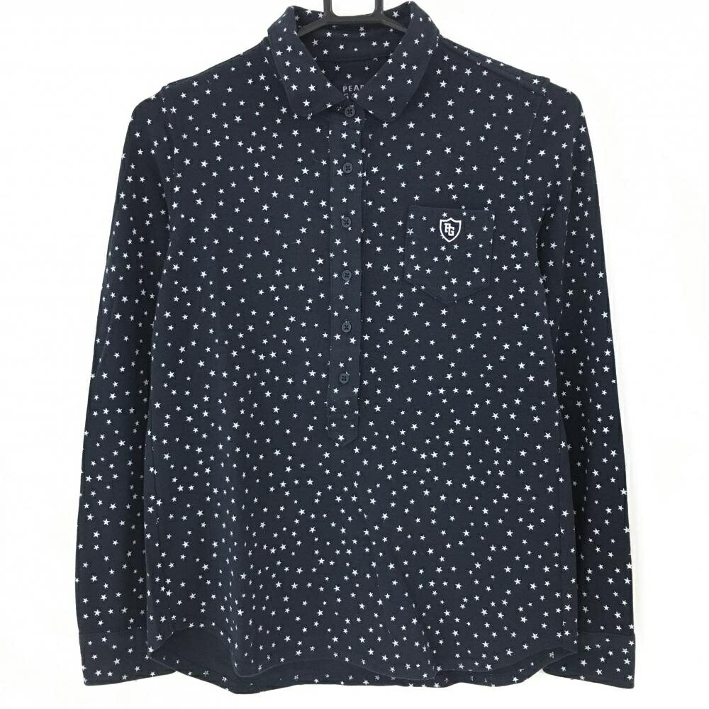PEARLY GATES - 【超美品】パーリーゲイツ 長袖ポロシャツ ネイビー×白 星柄 レディース 0(S) ゴルフウェア PEARLY GATES