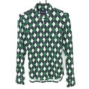 ★特価★パーリーゲイツ 長袖ポロシャツ グリーン×黒 アーガイル柄 レディース 0(S) ゴルフウェア PEARLY GATES