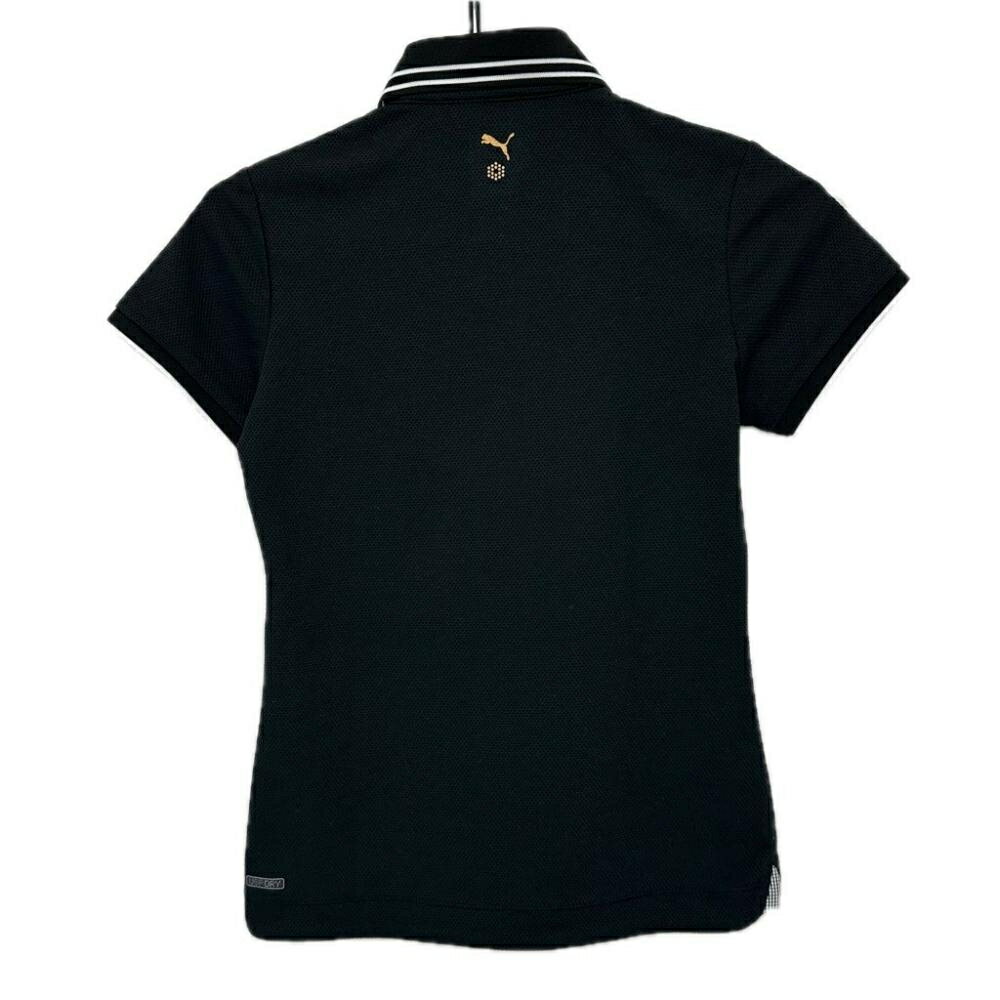 【美品】プーマ 半袖ポロシャツ 黒 襟・袖ライン 胸刺しゅう USPDRY 袖下色褪せ少 レディース S ゴルフウェア PUMA