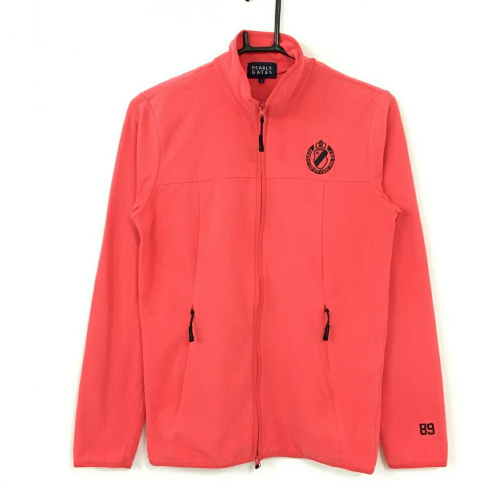 パーリーゲイツ ダブルジップブルゾン レッド×黒 フリースジャケット 薄手 ロゴ刺繍 メンズ 4(M) ゴルフウェア PEARLY GATES