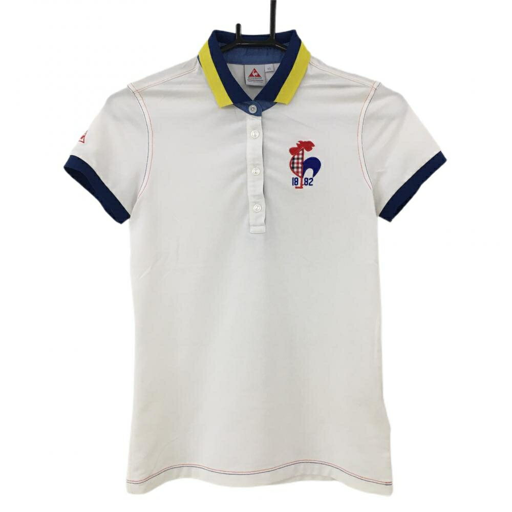 ルコック半袖ポロシャツ白×ネイビー...