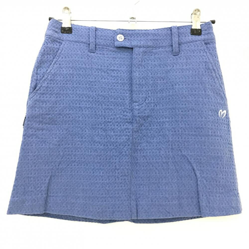 【当店ポイント10倍！楽天スーパーセール期間限定】【美品】マスターバニー スカート ブルー 織生地 ロゴ白 レディース 0(S) ゴルフウェア MASTER BUNNY EDITION