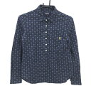 ★特価★パーリーゲイツ 長袖ポロシャツ ネイビー×ピンク 総柄 胸ポケット レディース 0(S) ゴルフウェア PEARLY GATES
