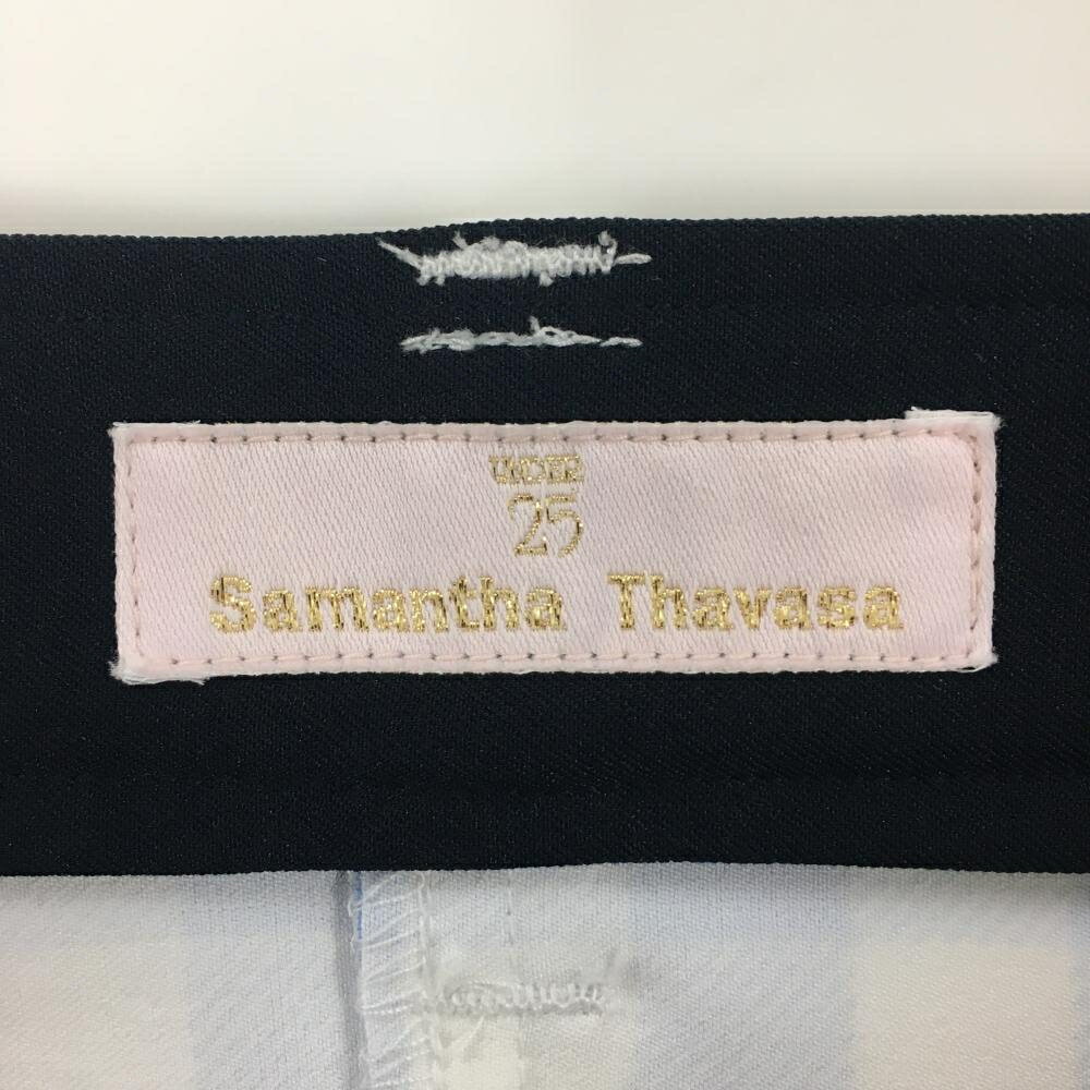 サマンサタバサ UNDER25 ラップスカート 白×ライトブルー ギンガムチェック 裾刺しゅう レディース M ゴルフウェア Samantha Thavasa