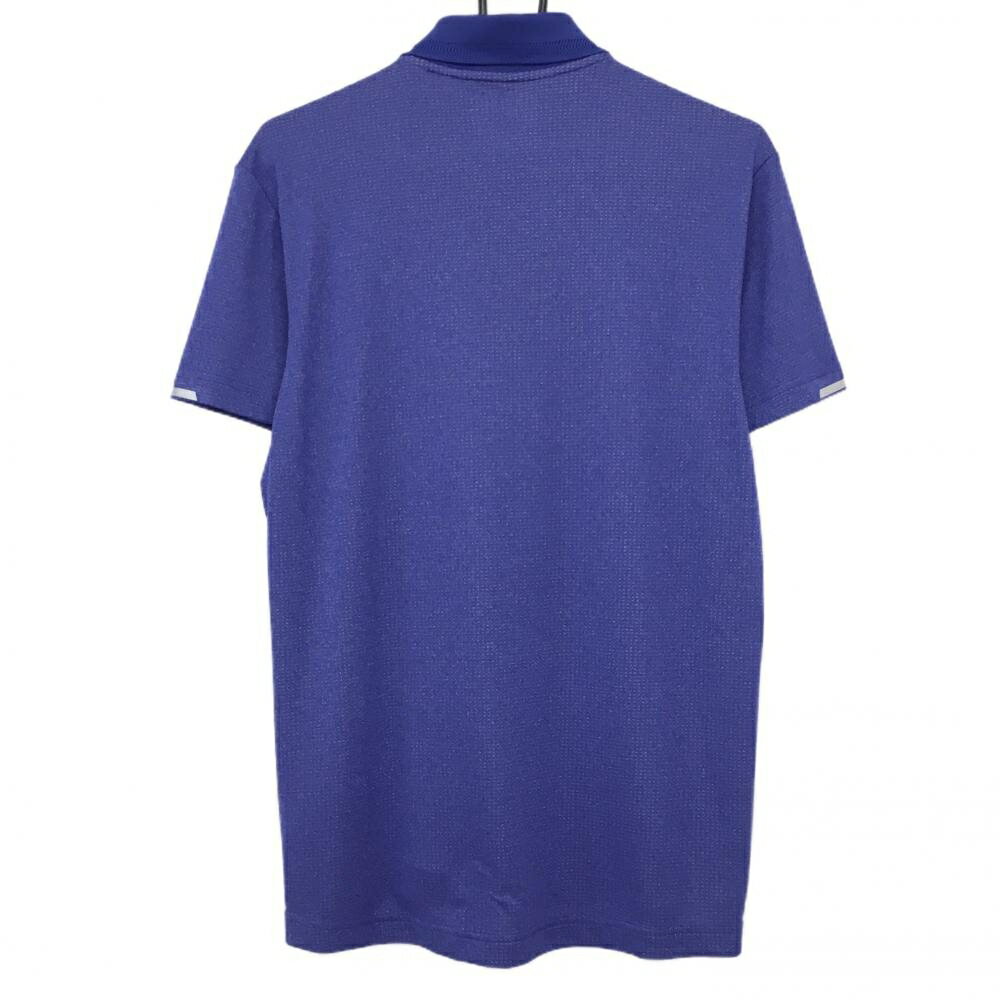 【超美品】アディダス 半袖ポロシャツ パープルブルー 織生地 ロゴシルバー CLIMACHILL メンズ M ゴルフウェア adidas