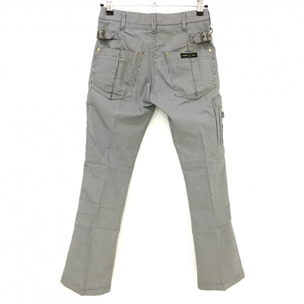 【美品】エドウィンゴルフ パンツ 黒×白 千鳥格子 複数ポケット ティー装着可 メンズ XS ゴルフウェア EDWIN GOLF