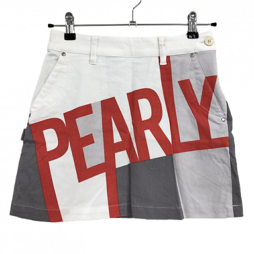 【美品】パーリーゲイツ スカート 白×レッド ビッグロゴ レディース 00(XS) ゴルフウェア 2022年モデル..