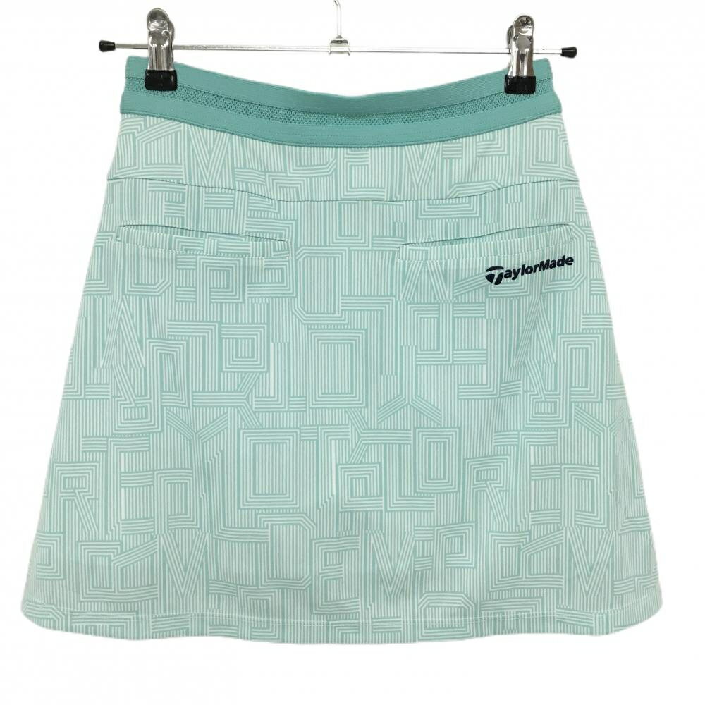 テーラーメイド スカート ライトグリーンブルー×白 総柄 ストレッチ 内側インナーパンツ レディース M ゴルフウェア TaylorMade