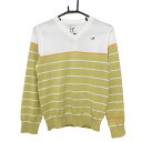 ★特価★【新品】サマンサタバサ No.7 セーター 白×イエローベージュ 下部ボーダー Vネック レディース 40(L) ゴルフウェア Samantha Tha...