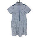 ★特価★【新品】オプスト 半袖ハイネックワンピース ネイビー×白 ギンガムチェック 背面切替 吸汗速乾 UPF15 レディース M ゴルフウェア OPST