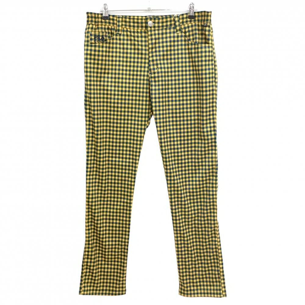 【新品】フィラゴルフ パンツ イエロー×ネイビー チェック 裏起毛 メンズ LL ゴルフウェア FILA GOLF