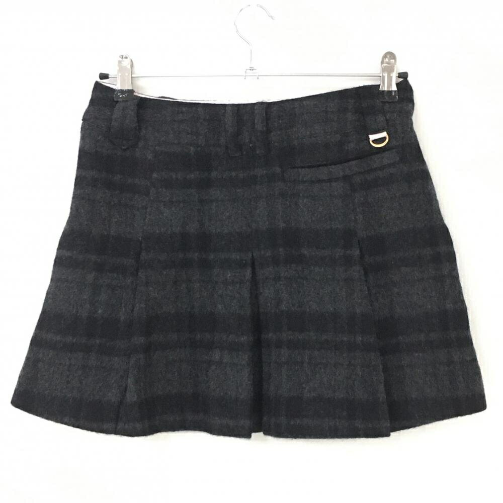 【美品】サマンサタバサ ニットスカート ダークグレー×黒 チェック ウール混 レディース 38(M) ゴルフウェア Samantha Thavasa