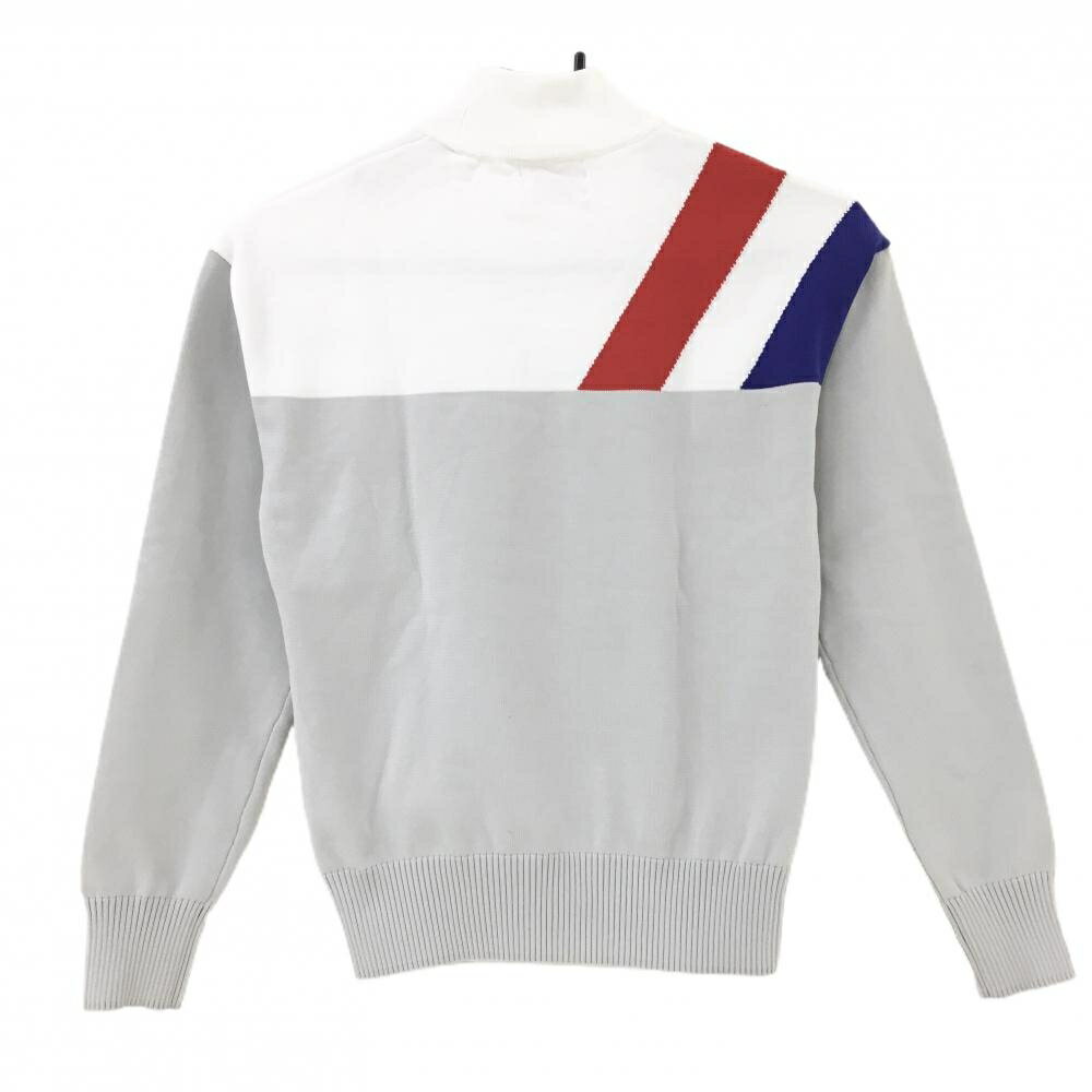 【超美品】ルコック ハイネックセーター グレー×白 胸元ロゴ ニット レディース S ゴルフウェア le coq sportif