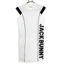 ★特価★ジャックバニー ノースリーブニットワンピース 白×黒 サイドビッグロゴ レディース 0(S) ゴルフウェア Jack Bunny