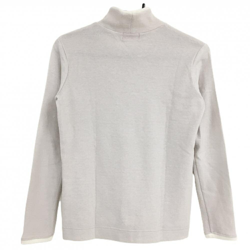 【美品】アルチビオ 長袖ハイネックシャツ ライトピンクベージュ×白 起毛 ネックロゴオレンジ レディース 36(S) ゴルフウェア archivio