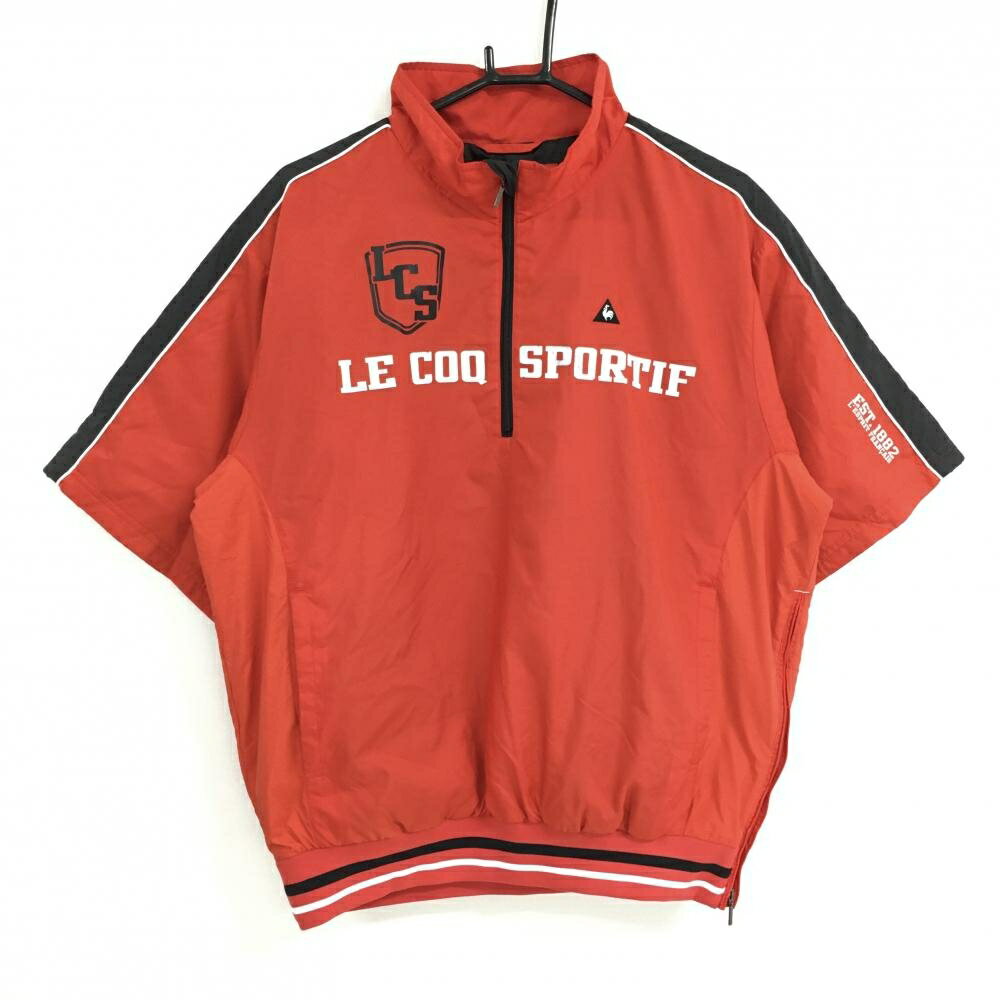 ルコック 半袖中綿ブルゾン レッド×黒 肩ライン ハーフジップ メンズ L ゴルフウェア le coq sportif