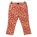 ★特価★【美品】23区スポーツ 七分丈パンツ レッド×オレンジ 花柄 レディース 67 ゴルフウェア 23区