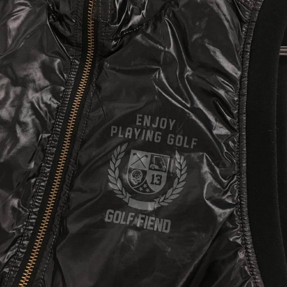 【美品】ラッセルノ 中綿ベスト 黒×グレー バックプリント レディース M ゴルフウェア RUSSELUNO