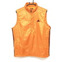 ★特価★アディダス 中綿ベスト オレンジ 光沢感 ハーフジップ サイド3ライン メンズ M/M ゴルフウェア adidas