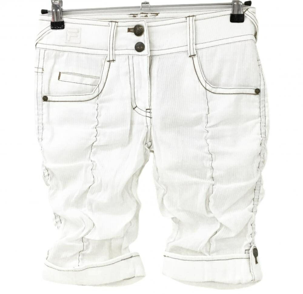 ★特価★フィラゴルフ ハーフパンツ 白 ブラウンステッチ 織生地 ギャザー レディース S ゴルフウェア FILA GOLF