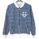 ★特価★パーリーゲイツ ジャケットブルゾン ネイビー×白 ギンガムチェック フロッキーロゴ レディース 0(S) ゴルフウェア PEARLY GATES