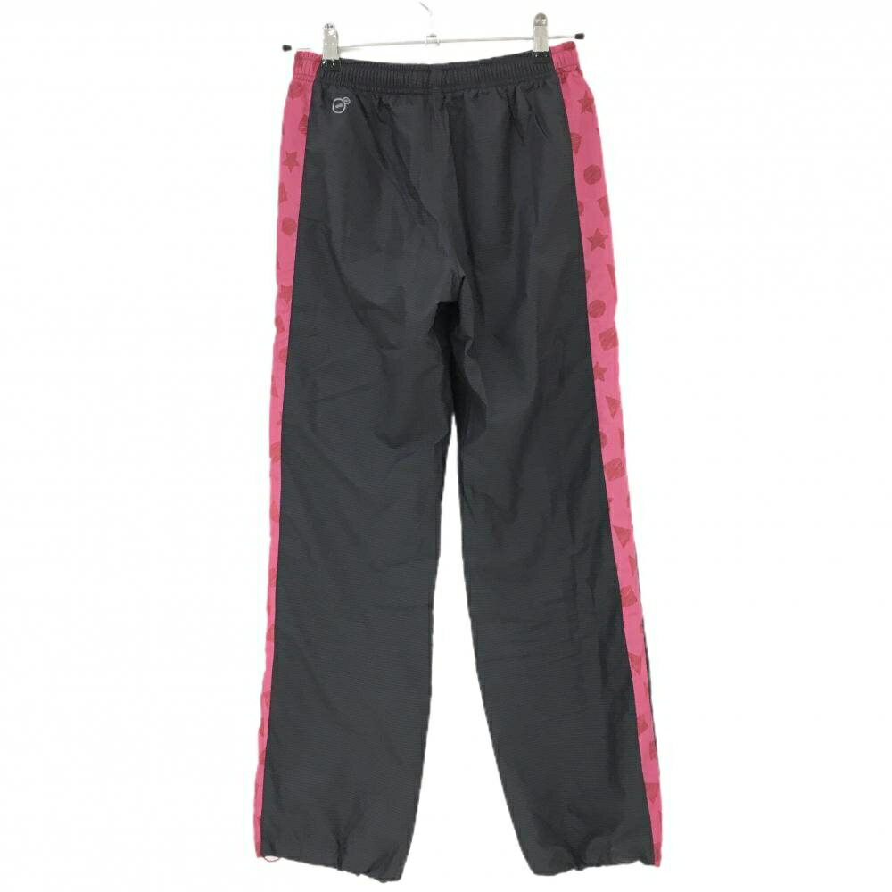 【超美品】プーマ パンツ ダークグレー ボーダー サイドピンク×サイド柄 裏微起毛 レディース M ゴルフウェア PUMA