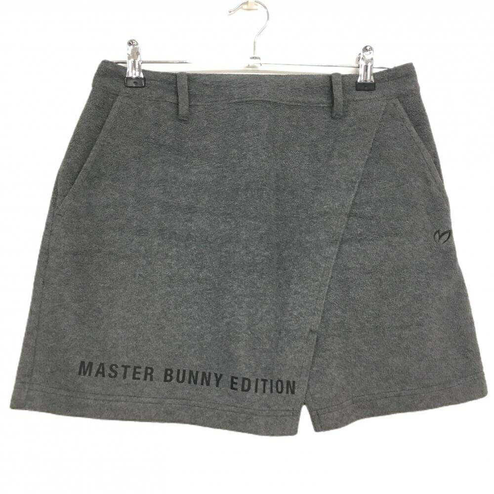 【美品】マスターバニー スカート グレー 起毛 裾ロゴ レディース 2(L) ゴルフウェア 2023年モデル MAS..