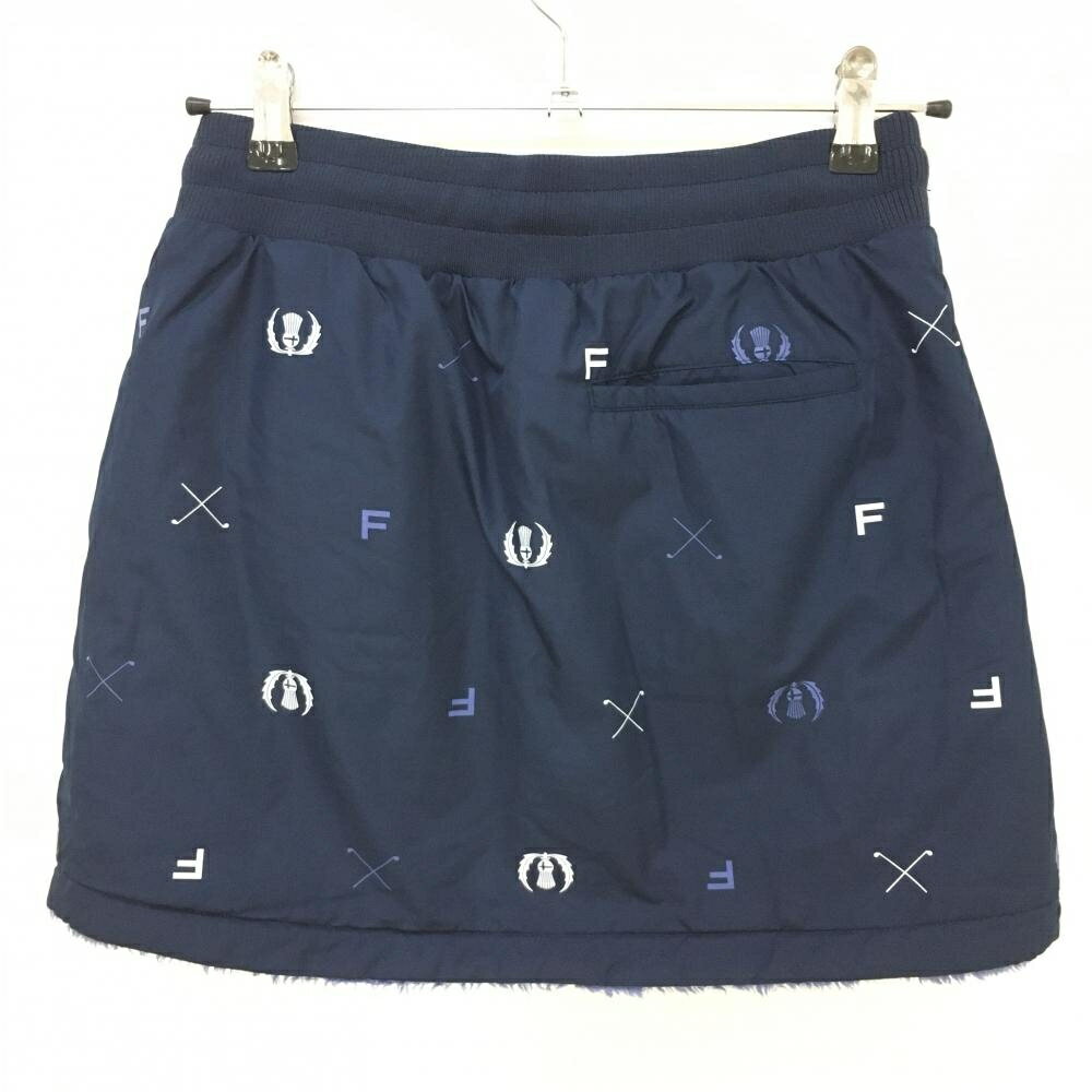 フィドラ リバーシブル中綿スカート ネイビー×パープル 裏ボア レディース S ゴルフウェア FIDRA