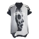 ★特価★【超美品】ラッセルノ 半袖ポロシャツ 黒×グレー ルチャマスクプリント スナップボタン メンズ 5(L) ゴルフウェア RUSSELUNO(4)