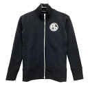 【新品】エフィカス ジャケットブルゾン 黒×白 裏微起毛 ロゴワッペン レディース S ゴルフウェア efficace