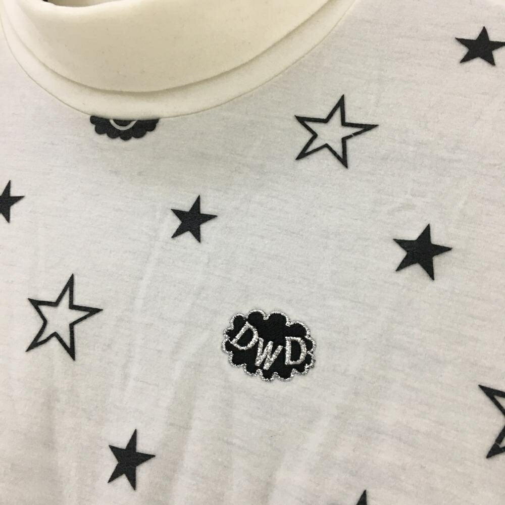 【ポイント10倍！楽天スーパーセール期間限定】ダンスウィズドラゴン 長袖ハイネックシャツ 白×黒 前面プリント 背面ボーダー 微起毛 レディース 3(L) ゴルフウェア Dance With Dragon