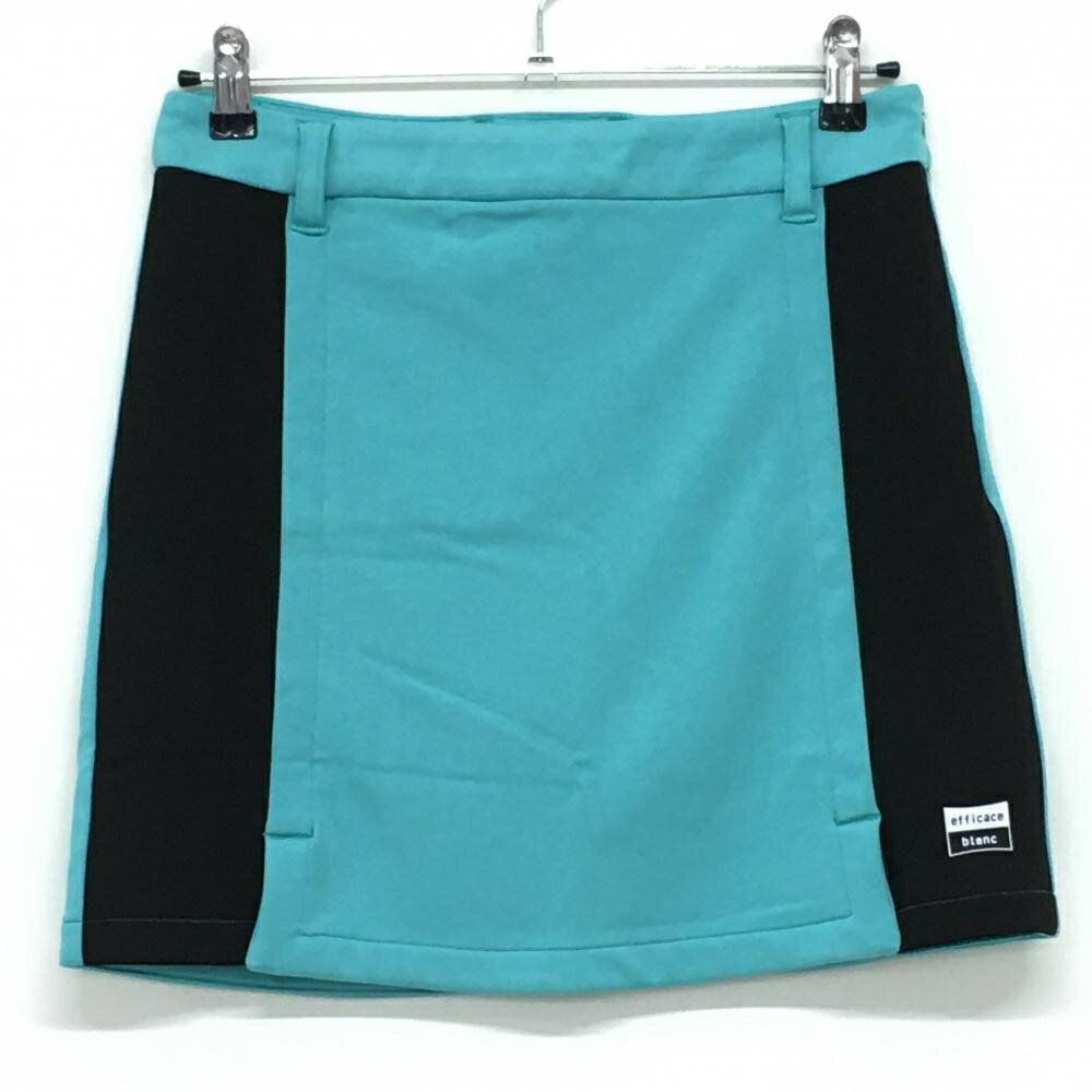 【新品】エフィカスブラン ストレッチスカート ライトブルー×黒 裏起毛 内側インナーパンツ レディース..