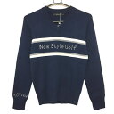 ★特価★【新品】エフィカス Vネックセーター ネイビー×グレー New Style Golf NAMIGOLF レディース S ゴルフウェア efficace