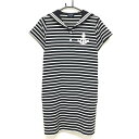 ★特価★【美品】パーリーゲイツ 半袖ワンピース 黒×白 ボーダー セーラー襟 レディース 1(M) ゴルフウェア PEARLY GATES