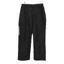 【美品】アディダス パンツ 黒 ストライプ地模様 サイドポケット3ライン 背面起毛裏地 メンズ M/M ゴルフウェア adidas