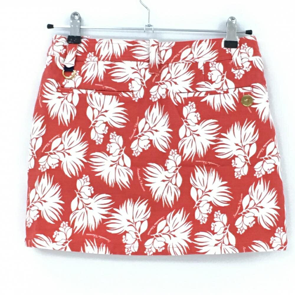 【美品】サマンサタバサ No.7 スカート オレンジ×白 花柄 レディース 38(M) ゴルフウェア Samantha Thavasa