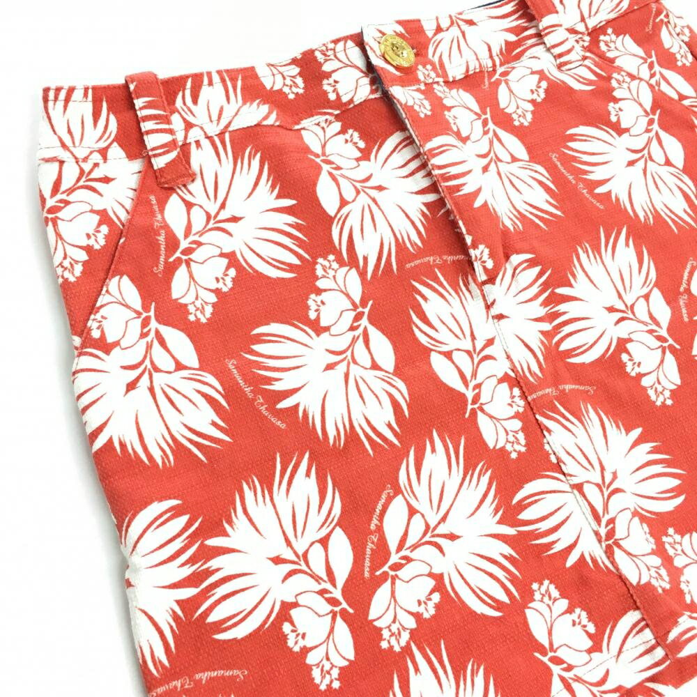 【美品】サマンサタバサ No.7 スカート オレンジ×白 花柄 レディース 38(M) ゴルフウェア Samantha Thavasa