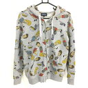 【美品】パーリーゲイツ×BEAVIS AND BUTT-HEAD ジップパーカー グレーマルチ 総柄 ブルゾン レディース 0(S) ゴルフウェア PEARLY GATES