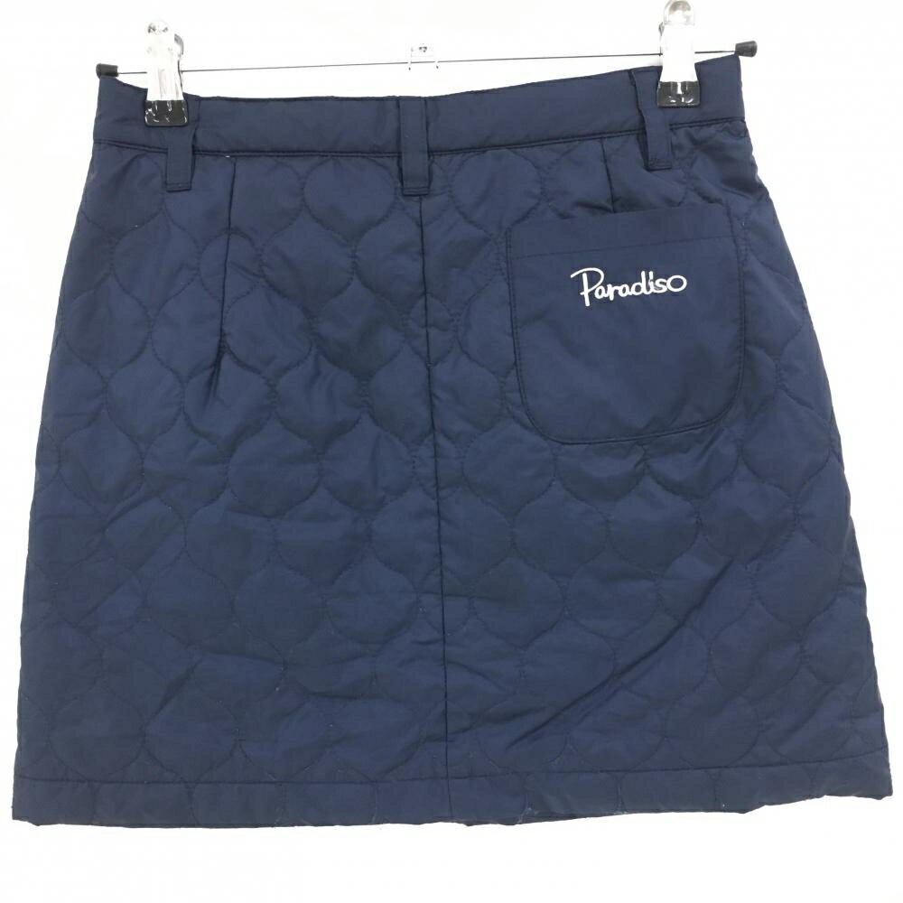 パラディーゾ 中綿スカート ネイビー キルティング バックロゴ刺しゅう 縫製ほつれ レディース ゴルフウェア Paradiso