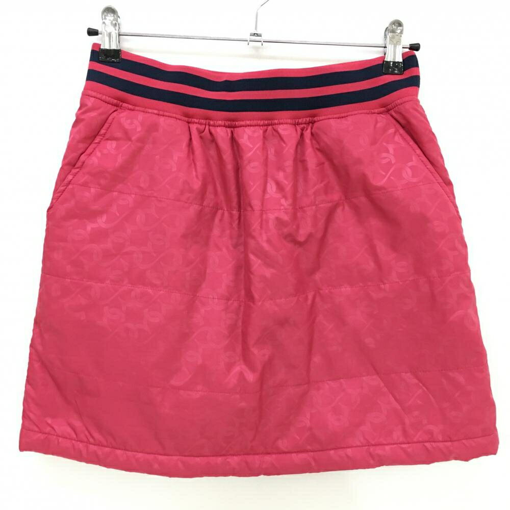 マリクレール 中綿スカート レッドピンク×ネイビー バックロゴ ウエストゴム レディース M ゴルフウェ..