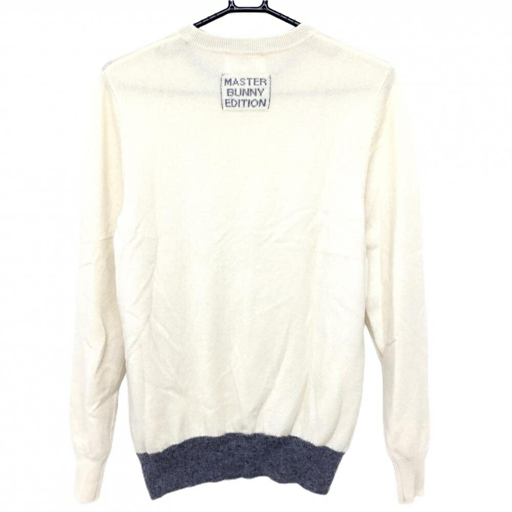 【美品】マスターバニー セーター 白 カシミヤ100％ ニット ワッペン メンズ 4(M) ゴルフウェア MASTER BUNNY EDITION