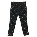 ★特価★ジャックバニー コーデュロイパンツ 黒×白 ロゴ刺しゅう総柄 メンズ 6(XL) ゴルフウェア Jack Bunny(4)