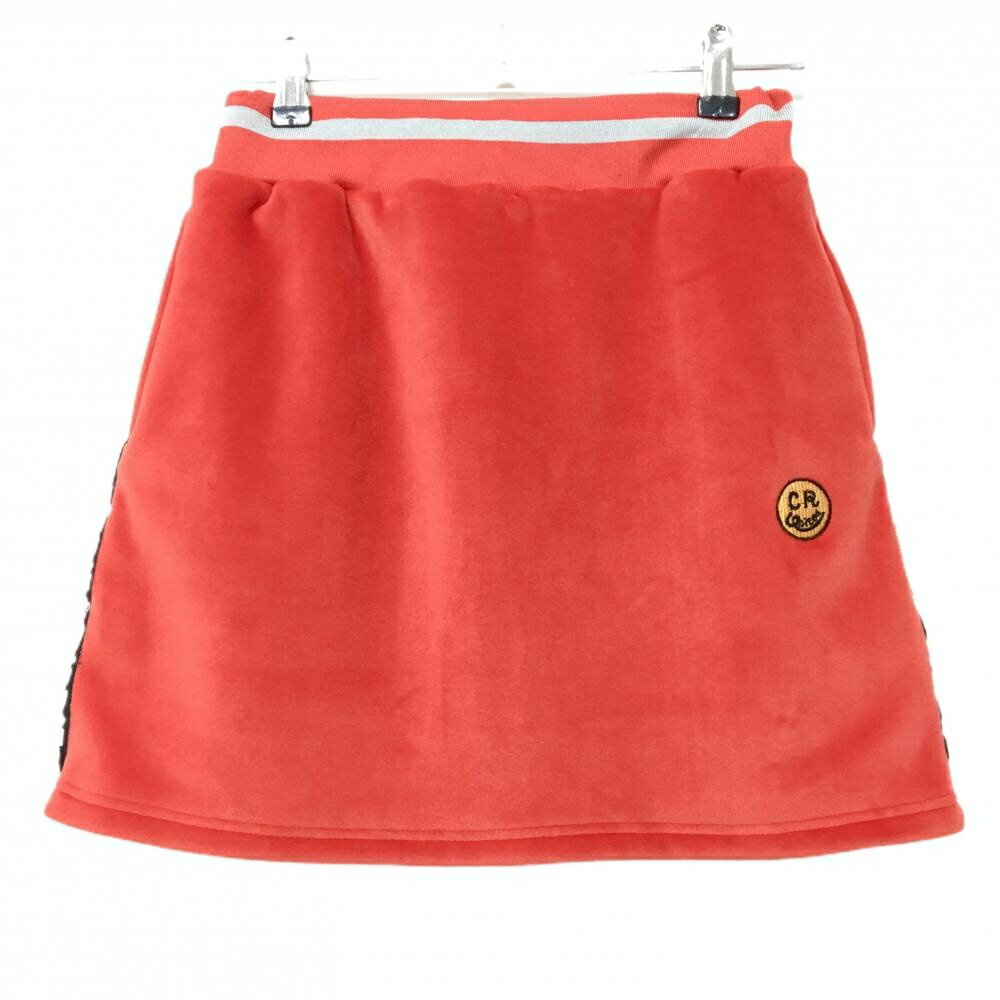 【美品】クアルトユナイテッド スカート オレンジレッド×黒 サイドテープ 起毛素材 レディース S ゴル..