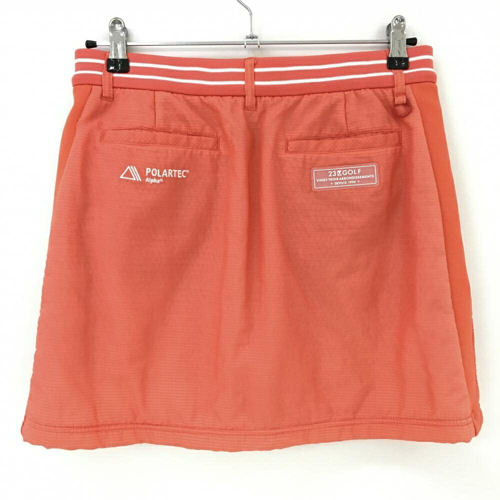 【超美品】23区ゴルフ 中綿スカート オレンジ 格子織生地 ウエストゴム レディース II(L) ゴルフウェア 23区